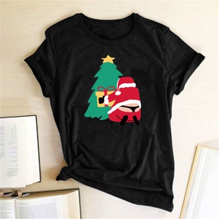 ⚡️ พร้อมส่ง⚡️ Christma Gift Funny Santa Claws T Shirt Women Christmas Trees  T Shirt Fashion Clothes Short