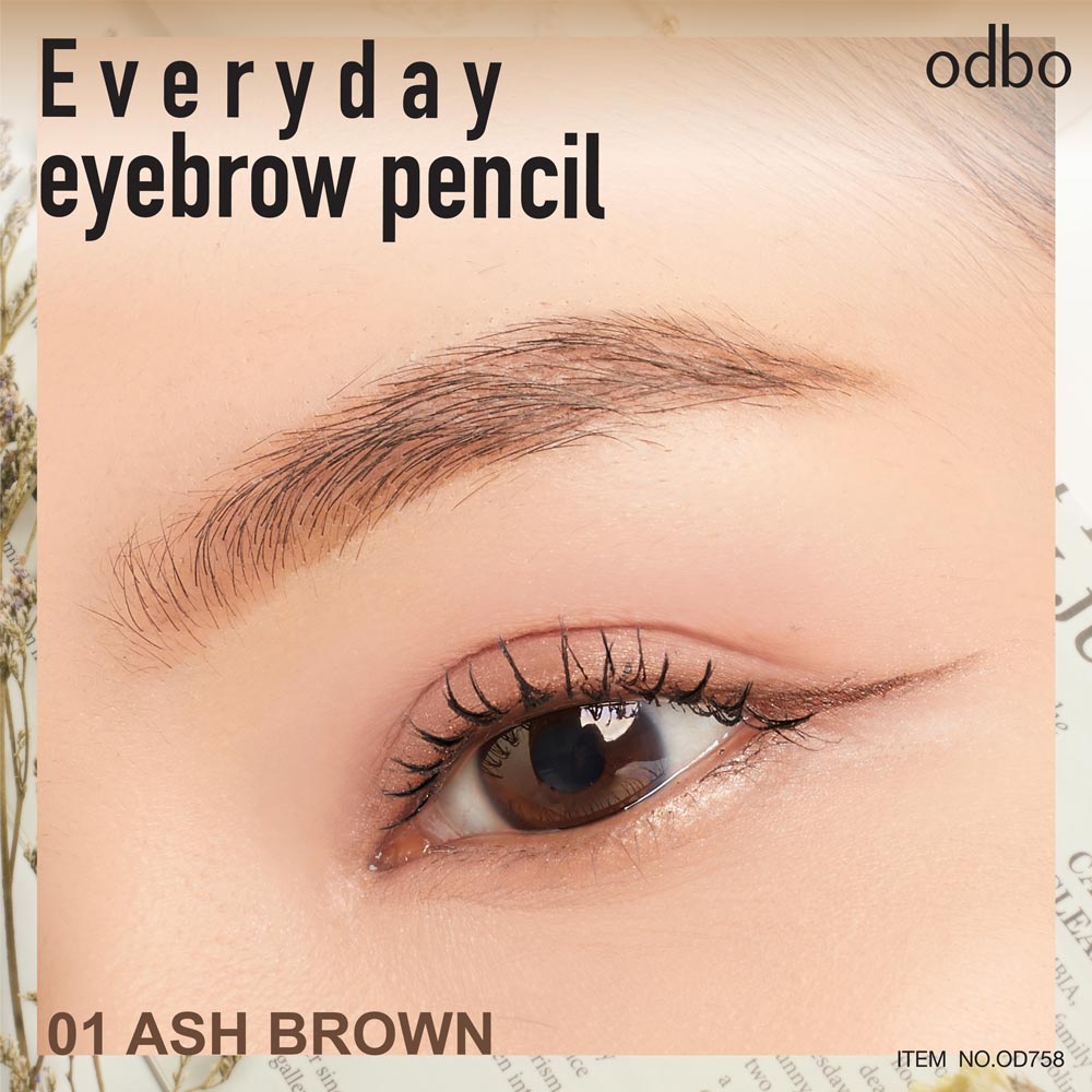 1-แท่ง-ดินสอเขียนคิ้ว-ปลอกเหล็ก-พร้อมหัวแปรงเกลี่ยว-โอดีบีโอ-od758-odbo-everyday-eyebrow-pencil