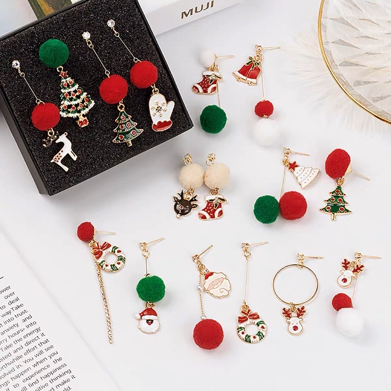 ต่างหูคริสมาส-ต่างหูคริสมาสต์-คริสมาสต์ปีใหม่-ซานต้ส-ถุงเท้า-chritmas-earring