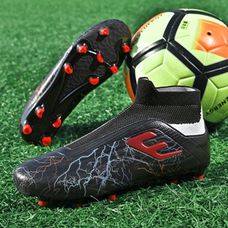 No laces 2022 new soccer boots mens and womens high top professional spike soccer shoes adult student high-end trainin