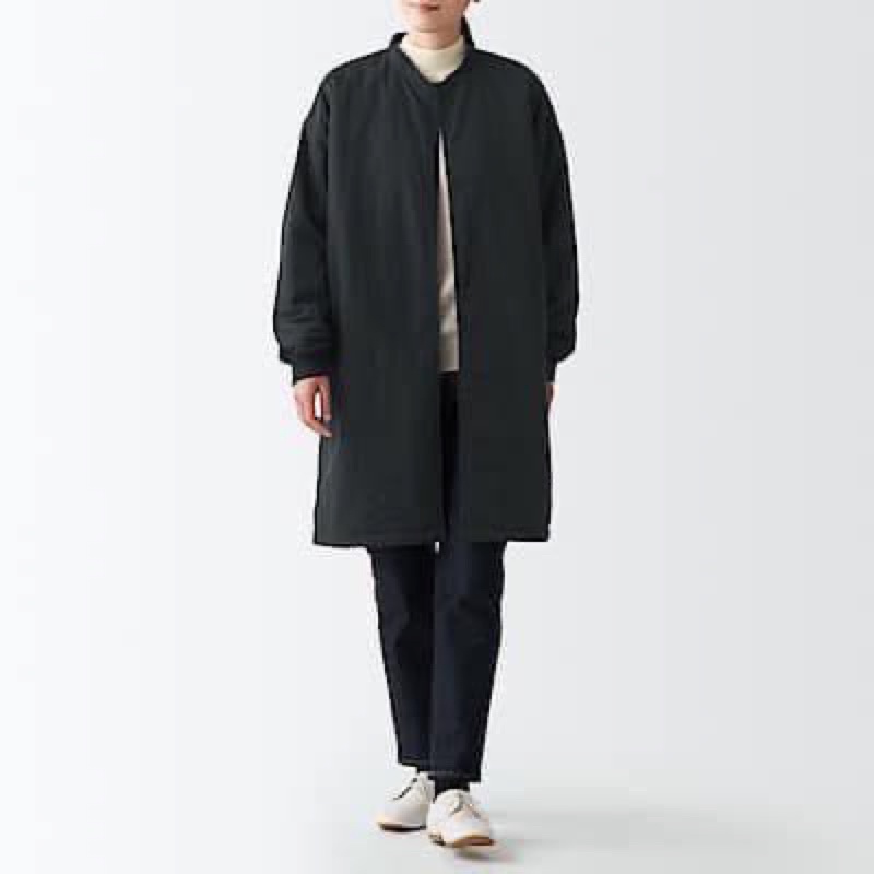 muji-เสื้อแจ็คเก็ต-เสื้อคลุม-กันลมกันหนาวได้-unisex-water-repellent-padded-stand-collar-coat