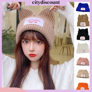 &lt;citydiscount&gt; หมวกถัก ผ้าขนสัตว์ ลายหูกระต่ายน่ารัก แฟชั่นฤดูหนาว สําหรับผู้หญิง