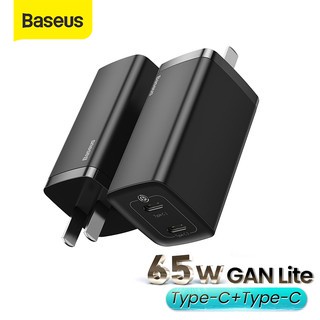 Baseus 65W GaN2 Lite ที่ชาร์จ USB ปลั๊ก US ชาร์จเร็ว 4.0 3.0 PD ที่ชาร์จโทรศัพท์ แบบเร็ว พอร์ต USB คู่ สําหรับ Samsung สําหรับ iPhone แล็ปท็อป