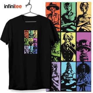 อินฟินิท One Piece หมวกฟางโจรสลัดอะนิเมะ Tshirt สําหรับผู้ชายผู้หญิงในเสื้อยืดสีดําเสื้อเสื้อเส ^#d_23