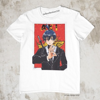 เสื้อยืดสีขาว Anime Shirt Chainsaw Man - Aki Red Cool Anime Shirtเสื้อยืด เสื้อยืดสีพื้น_17