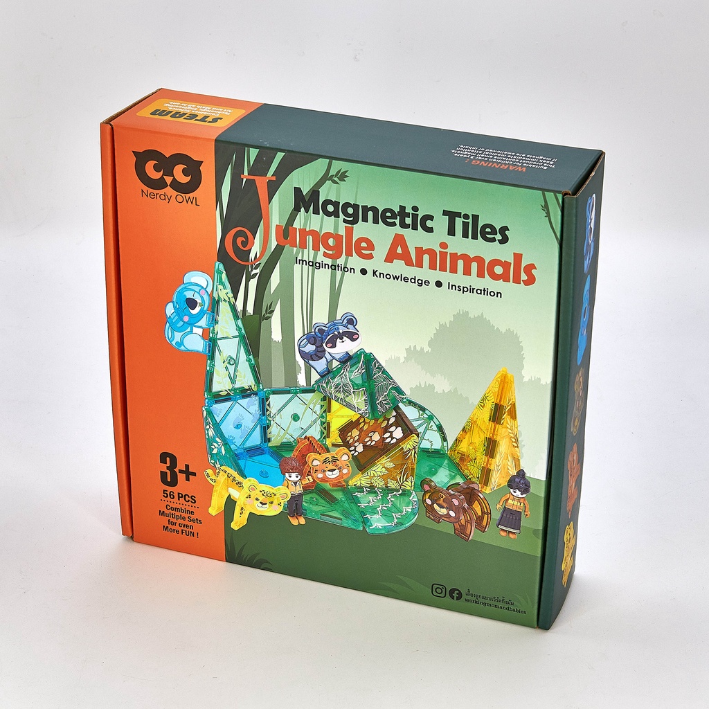 magnetic-tiles-jungle-animals-56-pieces-แผ่นตัวต่อแม่เหล็กชุดสัตว์ป่า-56-ชิ้น