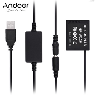 Andoer CP-W126 ชุดข้อต่อแบตเตอรี่ดัมมี่ DC NP-W126 พร้อมสายแปลง USB DC แบบเปลี่ยน สําหรับ Fujifilm X-T2 X-T3 X-T10 X-T20 X