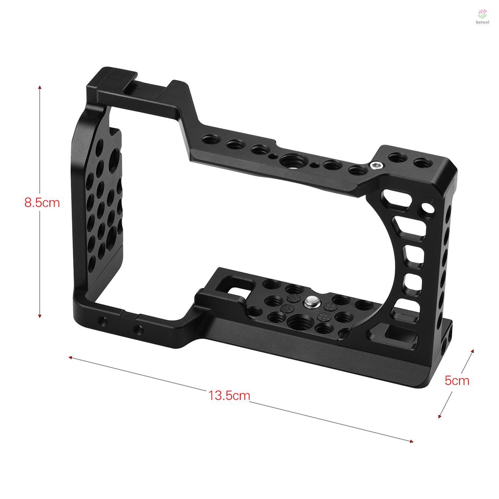 btt-aluminum-alloy-camera-cage-rig-with-cold-shoe-mount-arri-locating-hole-1-4-3-8-threaded-holes-replacement-for-a6000-a6100-a6300-a6400-a6500-cameras