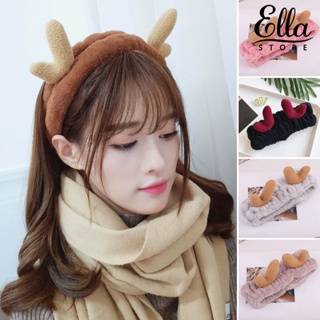 Ellastore123 ที่คาดศีรษะ ผ้ายืด สีพื้น ลายกวางเรนเดียร์ ใส่สบาย สําหรับปาร์ตี้คริสต์มาส