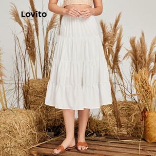 ภาพขนาดย่อของภาพหน้าปกสินค้าLovito กระโปรง แต่งดีเทลย่น เบสิค แบบเรียบ สไตล์ลำลอง L14X040 (สีขาว) จากร้าน lovito.th บน Shopee