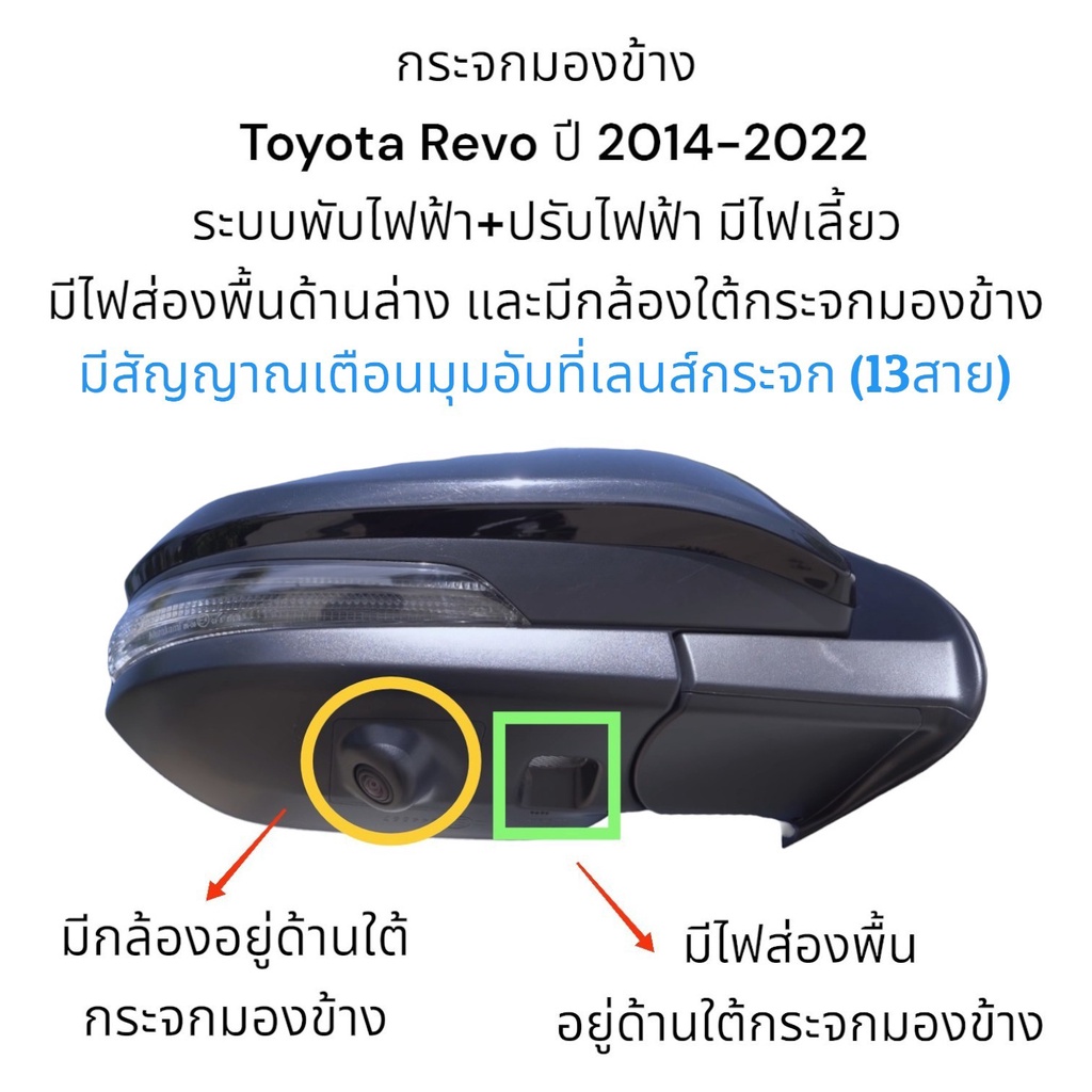 กระจกมองข้าง-toyota-revo-ปี-2014-2022-ระบบการทำงาน-สายไฟ-13-สาย