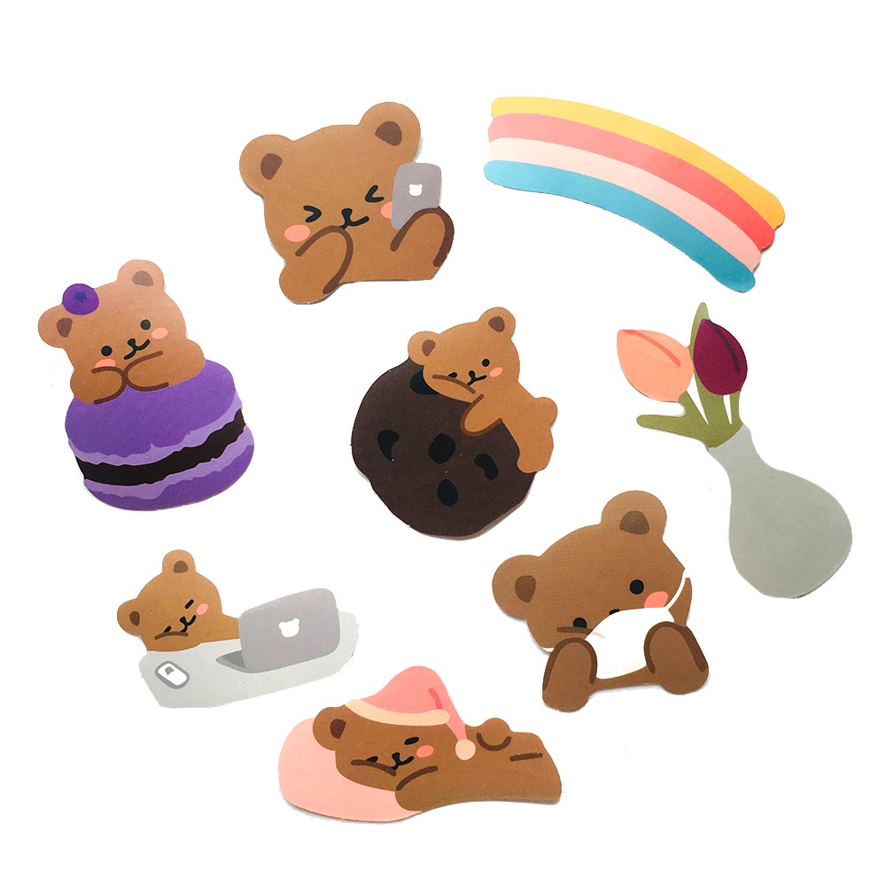 พร้อมส่งในไทย-cute-bear-50แผ่น-sticker-กันน้ำ-สติ๊กเกอร์-ใช้ซ้ำได้-โทรศัพท์มือถื