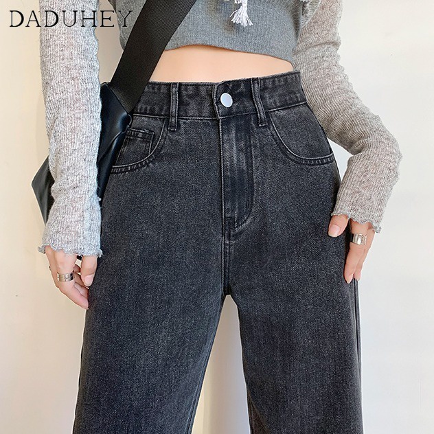 daduhey-ins-korean-style-womens-new-fashion-high-waist-slim-wide-leg-slim-mopping-draping-all-match-loose-jeans