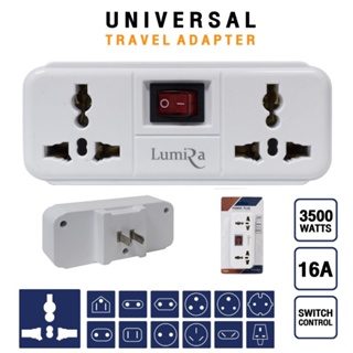 LUMIRA  Adapter Plug Universal Travel ปลั๊กแปลงขา มีสวิตซ์ ปิด-เปิด 3500วัตต์  รุ่น CH036