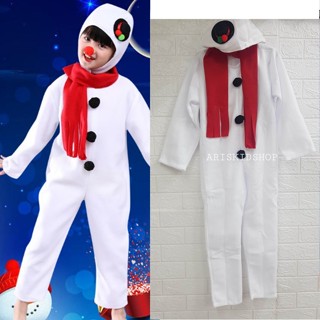 (พร้อมส่งในไทย)  ชุดสโนว์แมน snow man  ผ้าสำลีเนื้อดี นุ่ม ละมุน พร้อมผ้าพันคอและหมวก
