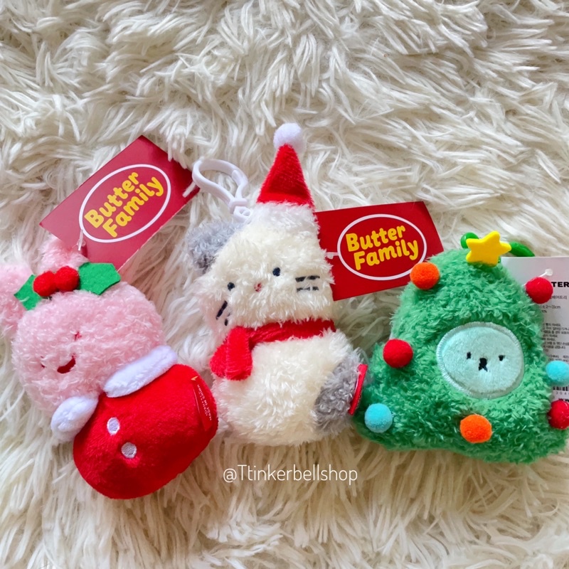 พร้อมส่ง-butter-family-xmas-keyring-doll-พวงกุญแจคริสต์มาส-เกาหลี