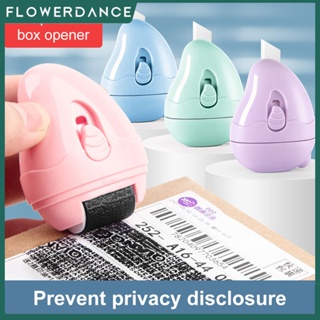 Portable Identity Privacy Protection Roller Stamp With Utility Knife Private Information Coverage Messy Code Data Protector เครื่องมือรักษาความปลอดภัย Flowerdance