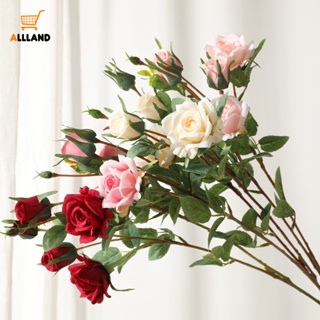 ช่อดอกกุหลาบประดิษฐ์ ผ้าไหม 5 ดอก คุณภาพสูง สําหรับตกแต่งบ้าน วันวาเลนไทน์