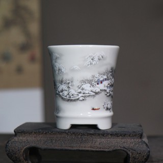 Jingdezhen กระถางดอกไม้เซรามิค ทรงกลม ขนาดเล็ก เพ้นท์มือ หลากสี สไตล์จีน