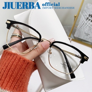 JIUERBA แฟชั่นนําเข้าแบรนด์แว่นตาป้องกันแสงสีฟ้าสายตาสั้นคลาสสิกอัลตร้าไลท์ครึ่งเฟรมแว่นตาสายตาสั้นสําเร็จรูปผู้ชายและผู้หญิงแว่นตาป้องกันรังสี