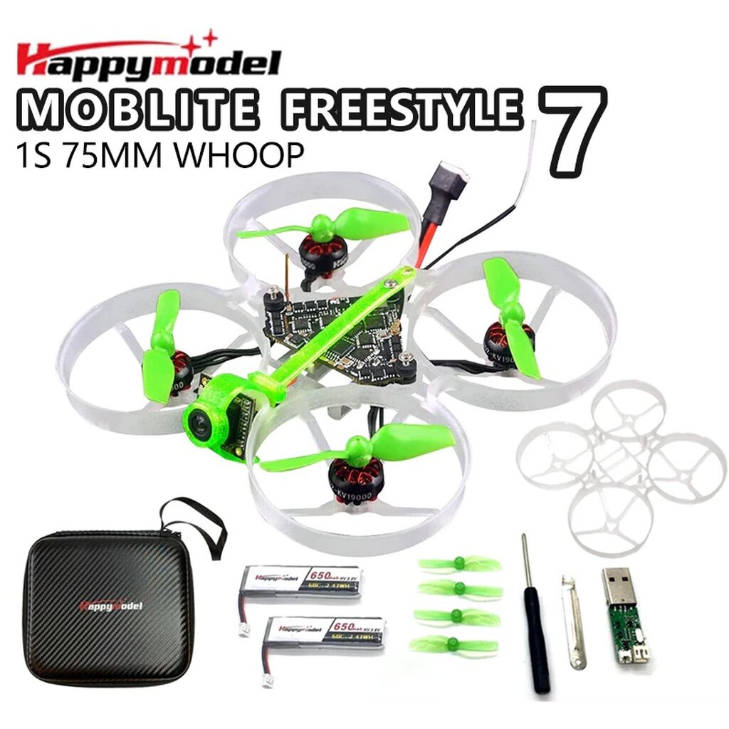 ภาพหน้าปกสินค้าhappymodle Moblite7 Moblite 7 โดรนจิ๋ว fpv racing Drone 75mm frsky flysky RTF จากร้าน fpvonly บน Shopee