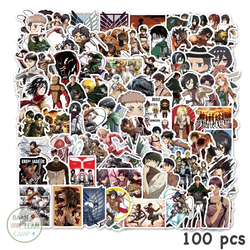 สติ๊กเกอร์-attack-on-titan-391-ผ่าพิภพไททัน-100ชิ้น-ไททัน-titan-ตกแต่ง-กระเป๋า-สติ้กเกอร์-รูปภาพ-สมุด-ผ้าคลุม-ไท-ทัน