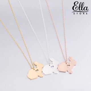 Ellastore123 สร้อยคอโซ่ จี้รูปกระต่าย หัวใจ แกะสลัก สําหรับอีสเตอร์