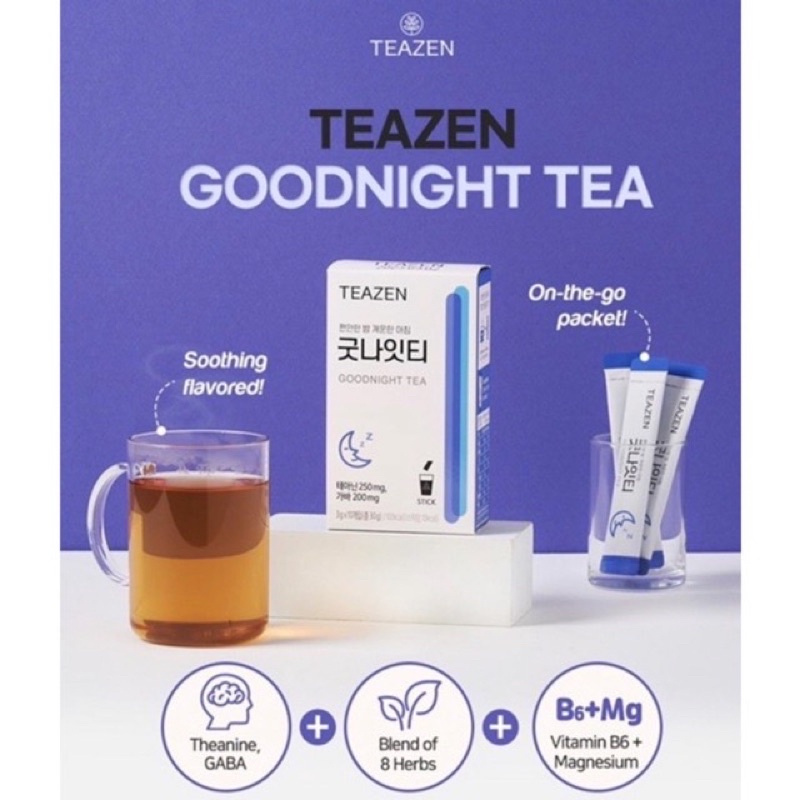 teazen-goodnight-tea-ทีเซ็น-กู๊ดไนท์-ที-10-ซอง-1-กล่อง-ชาเกาหลี-teazen-เกาหลี-ชาช่วยนอนหลับ