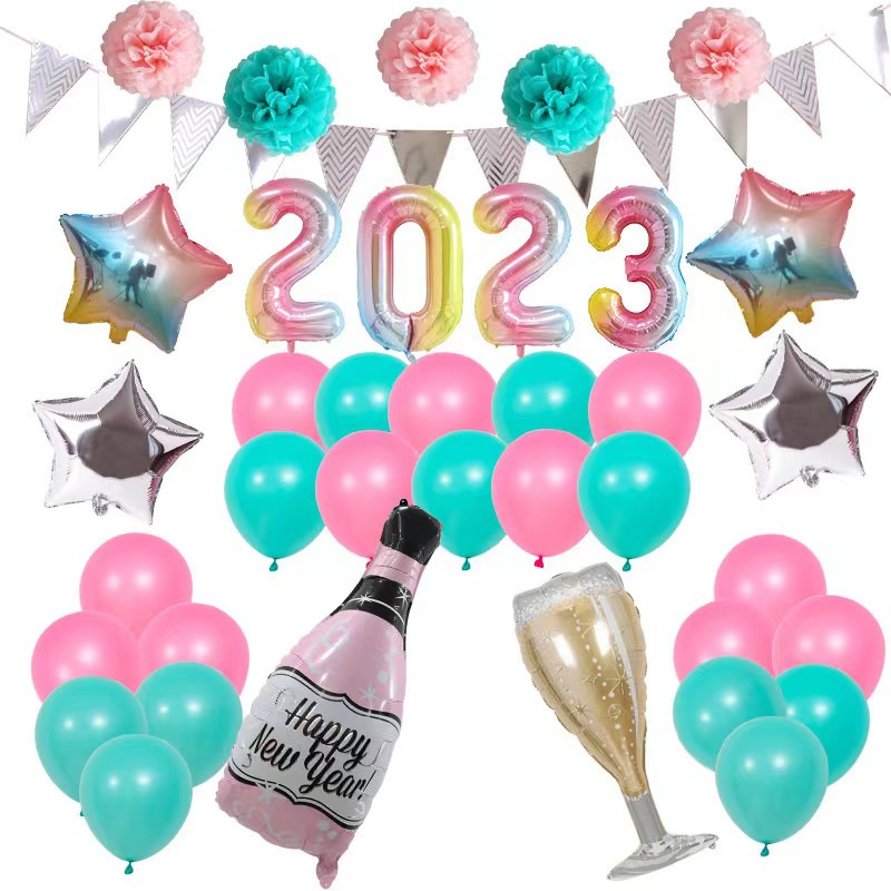 ร้านไทย-ชุดลูกโป่งปีใหม่-ลูกโป่งฟอยล์ตกแต่ง-มาพร้อมสูบ1กระบอก-balloons-happy-new-year-sny-shy