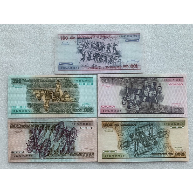 ธนบัตรประเทศบาซิว-ปี1981-ยกชุด5ใบ-unc-สะสมธนบัตรต่างประเทศ