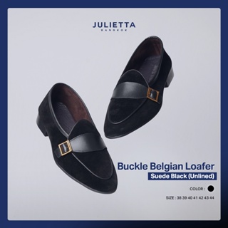 ภาพหน้าปกสินค้าJulietta Buckle Belgian Loafer Suede Black (Unlined) ที่เกี่ยวข้อง