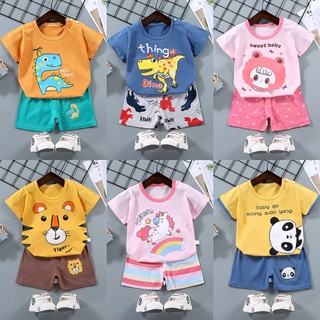 เสื้อผ้าเด็กเล็ก ลายน่ารักๆ เสื้อแขนสั้น + กางเกงขาสั้น ชุดเด็กผ้าcotton  DXT24