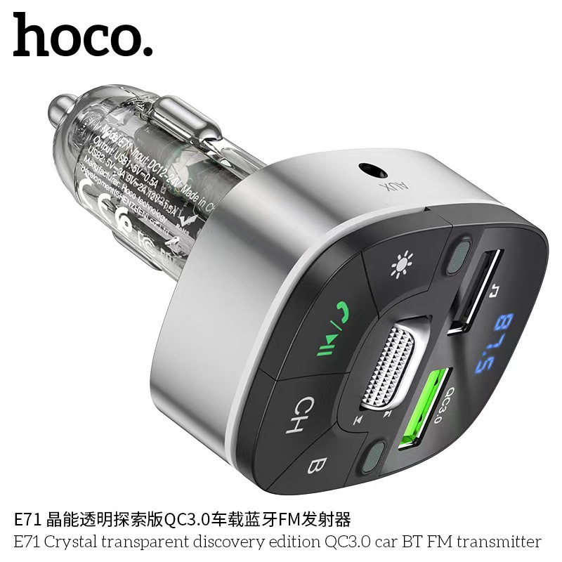 hoco-e71-qc3-0-bt-fm-in-car-ตัวรับสัญญาณในรถยนต์-แท้-100-พร้อมส่ง-250166