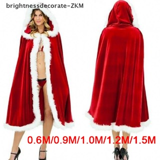 [Brightdecorate] ผู้หญิงคริสต์มาสซานตาคลอสเสื้อคลุมเครื่องแต่งกายเคปสีแดงฤดูหนาวมีฮู้ดนาฬิกาฮาโลวีน [TH]