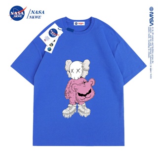 เสื้อยืดใหม่ เสื้อยืดแขนสั้นลําลอง คอกลม ผ้าฝ้าย ทรงหลวม พิมพ์ลาย NASA แฟชั่นเรียบง่าย_21