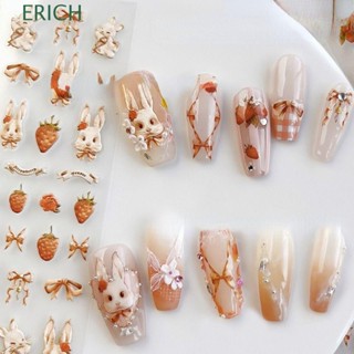 Erich สติกเกอร์ฟอยล์ ลายนูน รูปกระต่าย สไตล์ญี่ปุ่น สําหรับตกแต่งเล็บ DIY