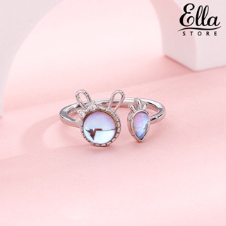 Ellastore123 แหวนเพชรเทียม รูปกระต่ายน้อย ปรับได้ ของขวัญ สําหรับผู้หญิง ออกเดท