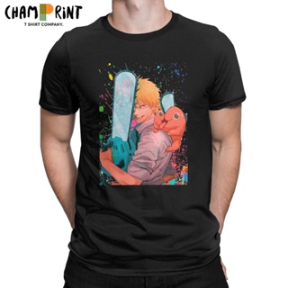 เสื้อเบลาส์ เสื้อยืด Mens Chainsaw Man T Shirt Anime Manga Aki Hayakawa Vintage Short Sleeve Round Neck T-Shirts_22