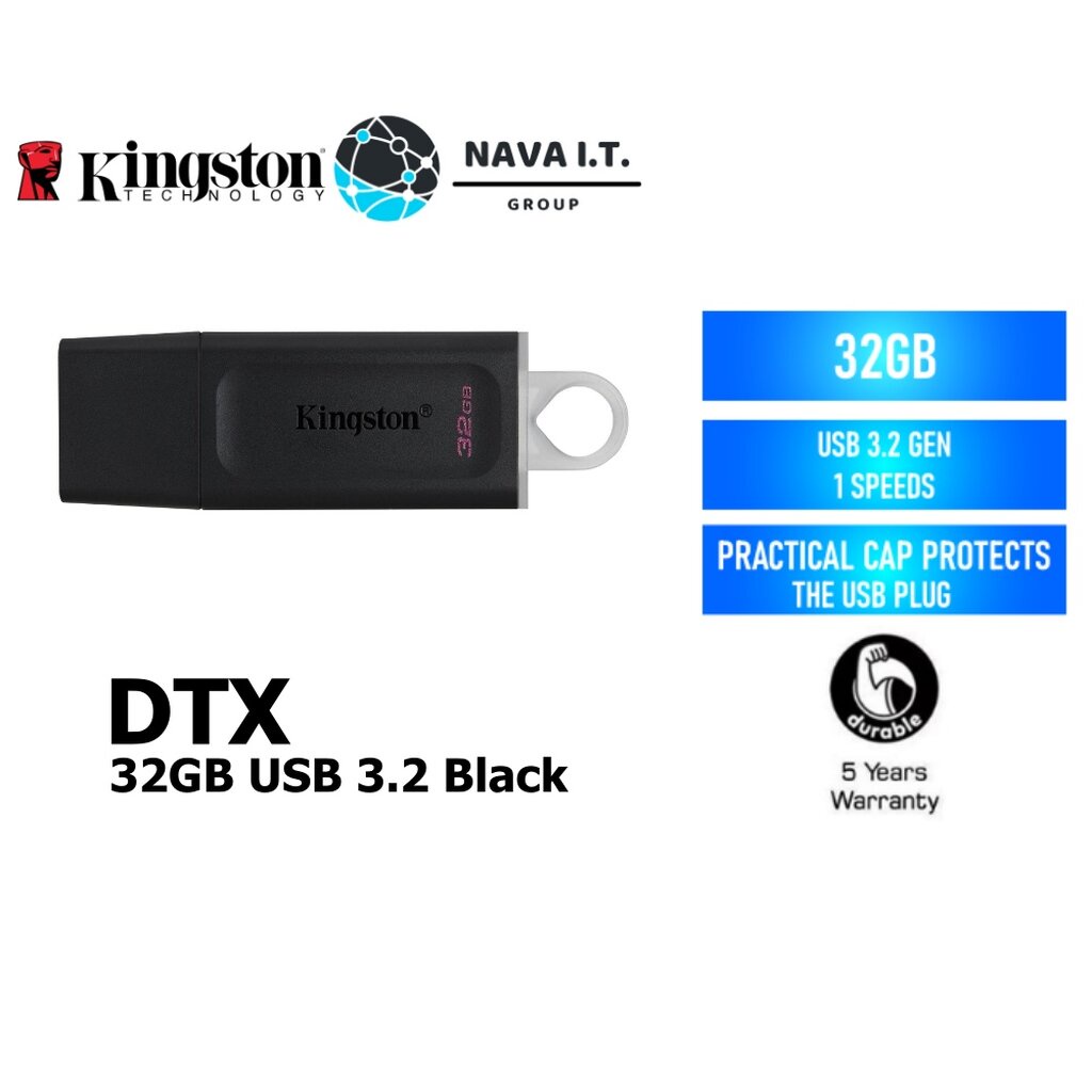 ภาพสินค้า️กรุงเทพฯด่วน1ชั่วโมง ️ KINGSTON DTX/32GB FLASH DRIVE USB 3.2 BLACK รับประกัน 5 ปี จากร้าน nava.it บน Shopee ภาพที่ 1