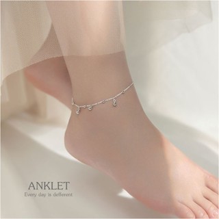 s925 Anklet 13 สร้อยข้อเท้าเงินแท้ ลูกปัดตุ้งติ้งเงิน เรียบง่าย ใส่สบาย เป็นมิตรกับผิว