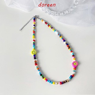 Doreen สร้อยคอโซ่ จี้ลูกปัดหน้ายิ้ม หรูหรา อินเทรนด์ สําหรับผู้หญิง