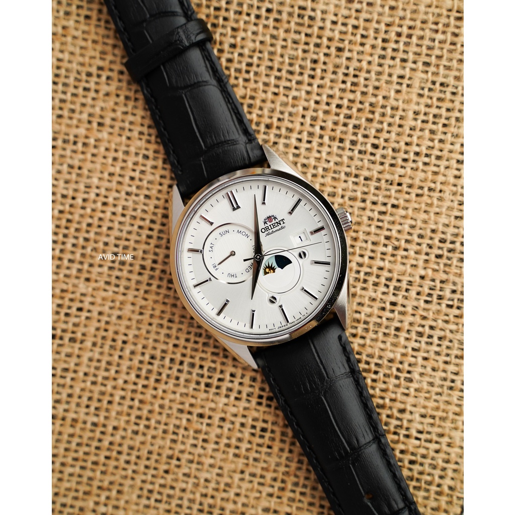 แถมเคสกันกระแทก-นาฬิกา-orient-contemporary-sun-amp-moon-สีขาว-สายหนัง-41-5mm-automatic-ra-ak0310s-avid-time-โอเรียนท์