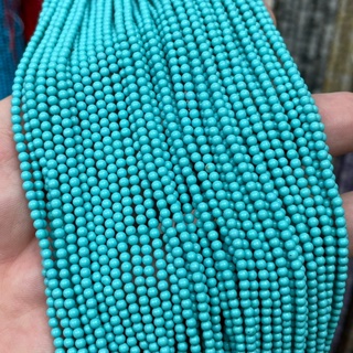 เทอร์คอยส์ อเมริกา Turquoise 2 mm ทรงกลม เส้นยาว