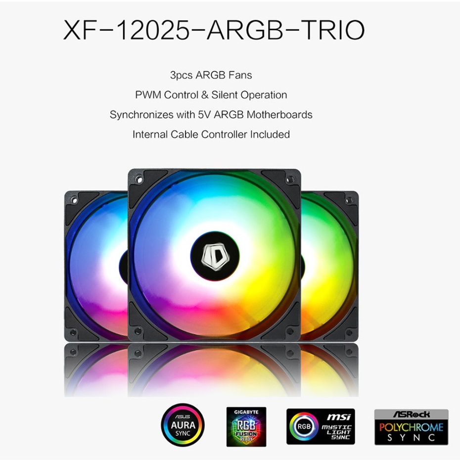 ภาพหน้าปกสินค้าพัดลมเคส ID-Cooling XF-12025 ARGB Trio 120mm. 4pin PWM, ARGB 3pin 5V จากร้าน tichakorn.ch บน Shopee
