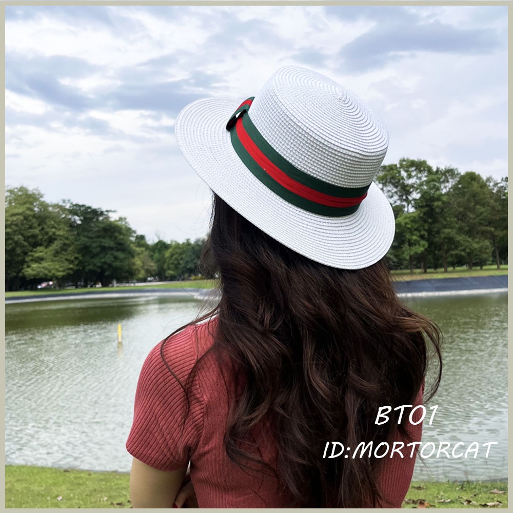 หมวกกันแดก-หมวกโบสเตอร์-boater-hats-สินค้าคุณภาพดีรูปถ่ายของร้านจริง-ตรงปก-ส่งจากเชรียงรายทุกวัน-shipping-from-thailand