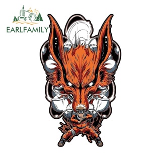 Earlfamily สติกเกอร์กันน้ํา พิมพ์ลายสัตว์น่ารัก Kurama and Naruto สําหรับติดตกแต่งหน้าต่างรถยนต์ 13 ซม. x 8.0 ซม.