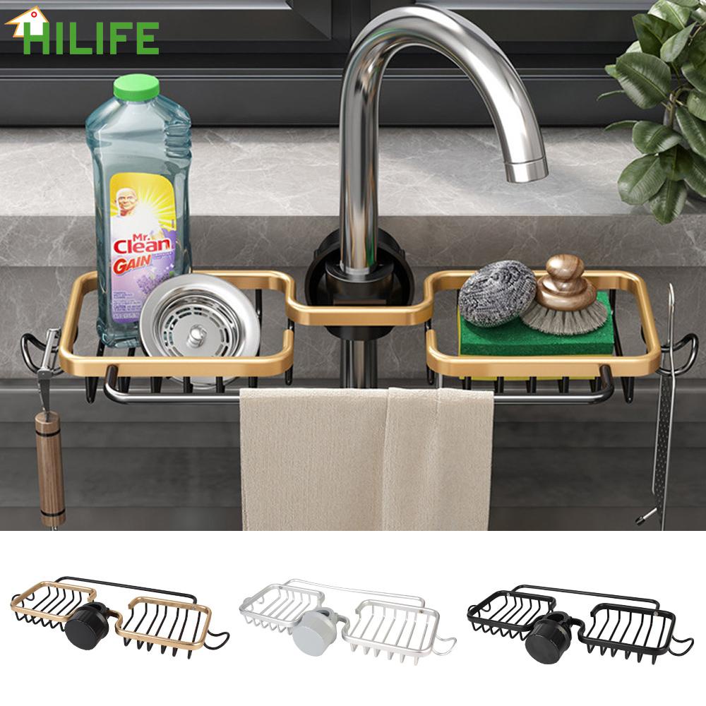 space-aluminum-soap-drainer-shelf-basket-organizer-faucet-holder-sink-drain-rack-sponge-storage-double-slot-multifunctio