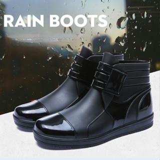 สินค้า QiaoYiLuo ผู้ชายใหม่แฟชั่น low-top รองเท้ากันน้ำลื่นรองเท้า low-top ขัดรองเท้ากันน้ำฝนรองเท้าสองสี