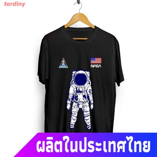 terdiny เสื้อยืดกีฬา เสื้อยืดผู้ชายผู้หญิงพิมพ์ลายธงอเมริกัน NASA ASTRONOT ไซส์ XL สีดํา Sports T-shirtG{$_30