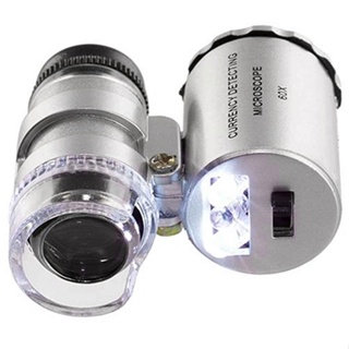 【Biho】กล้องจุลทรรศน์แว่นขยายมือถือ 60x แบบพกพา พร้อมไฟ LED ใช้แบตเตอรี่